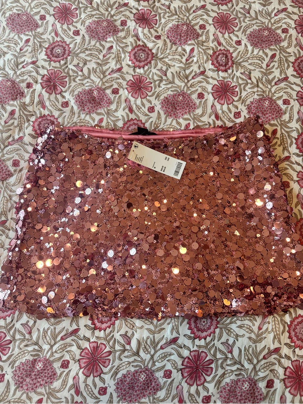 silence + noise Rose Gold Sequin Mini Skirt